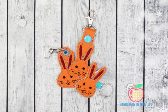 Long Ear Bunny ITH Snaptab Keyfob Design