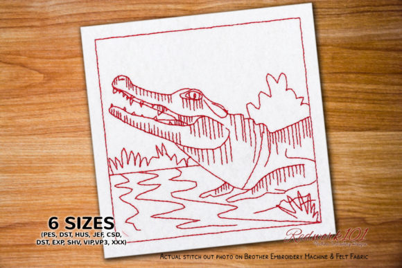 Wild Alligator Redwork for Seasonal Collections